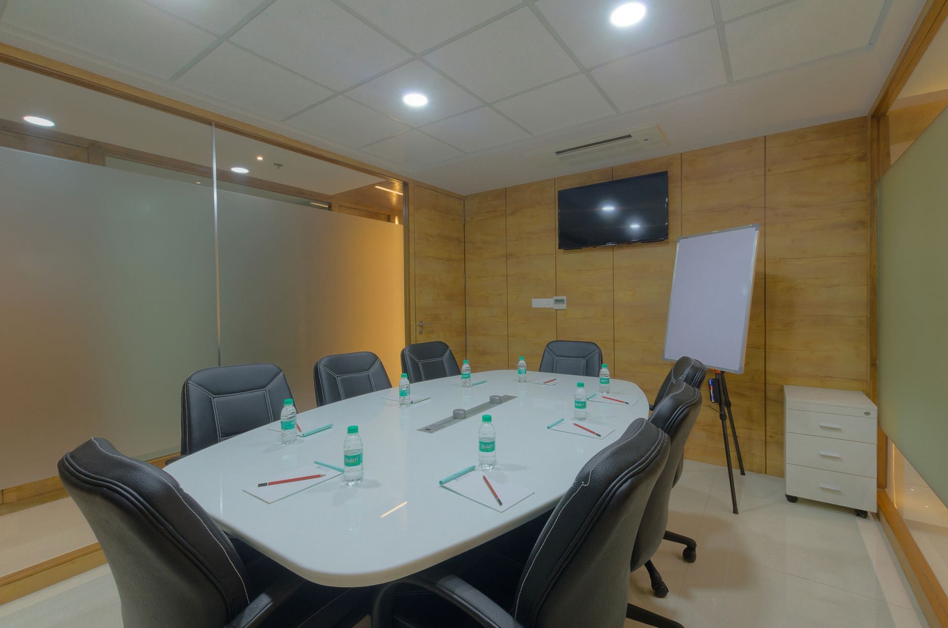 Minimalist corporate meeting room